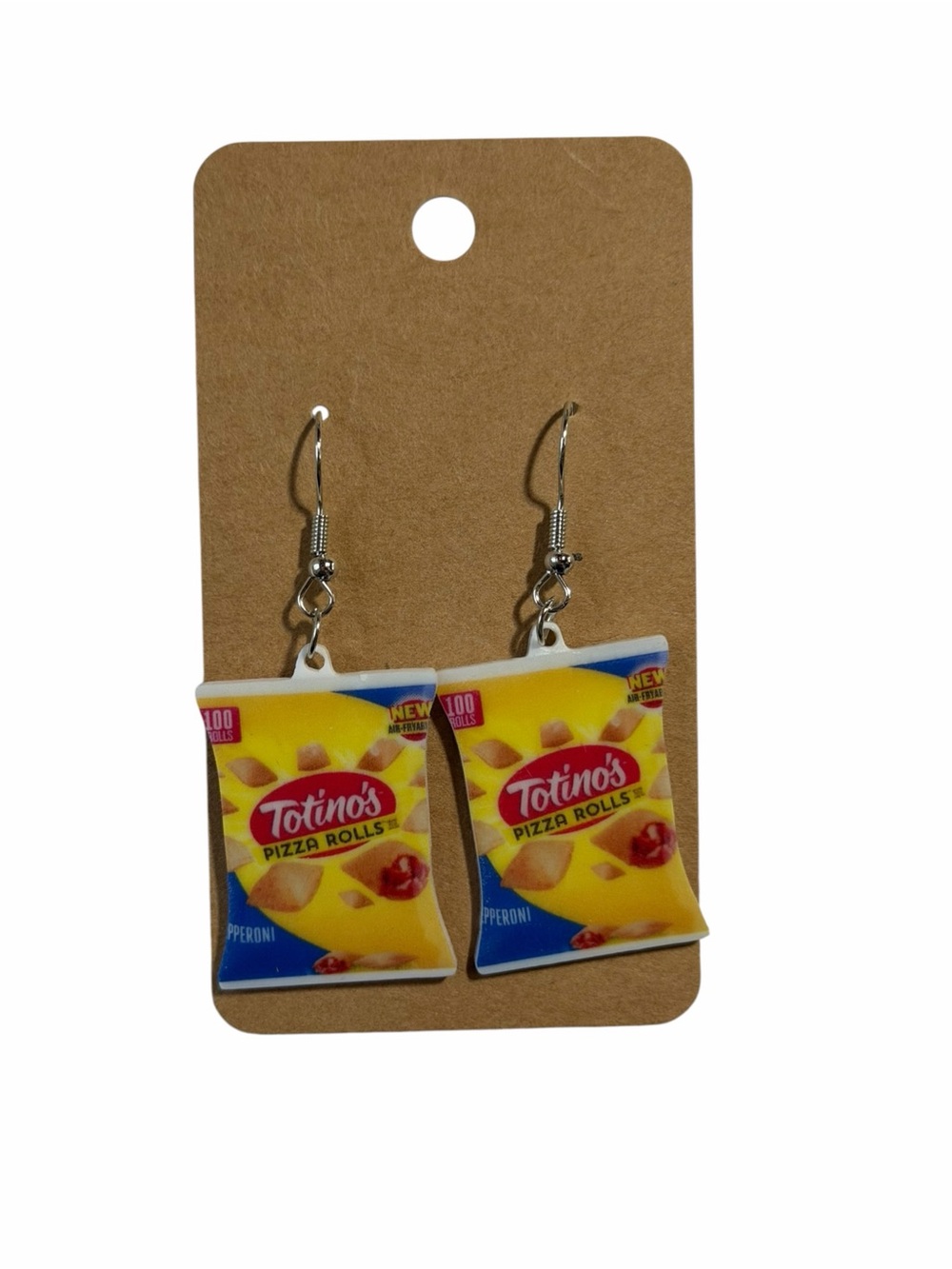 Yellow Pizza Rolls Novelty Earrings - Fun Snack-Themed Accessory